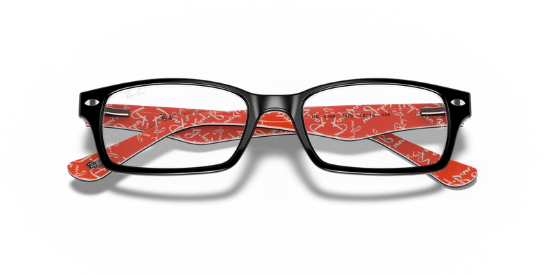 Ray-Ban RX5206 in Black On Red / Clear (2479) - Alternate View