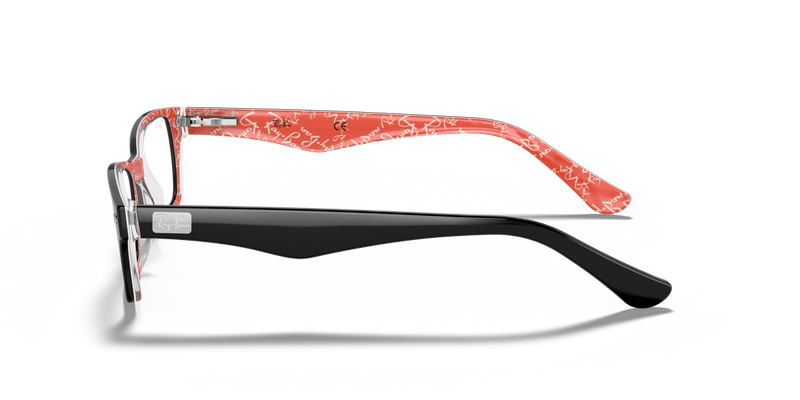Ray-Ban RX5206 in Black On Red / Clear (2479) - Alternate View