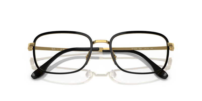 Ray-Ban RX6495 in Black On Gold - Side View
