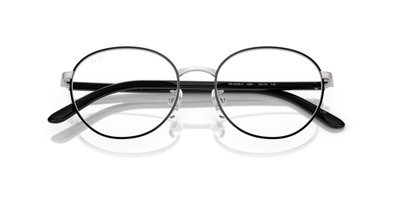 Ray-Ban RX6538D in Black On Silver - Side View