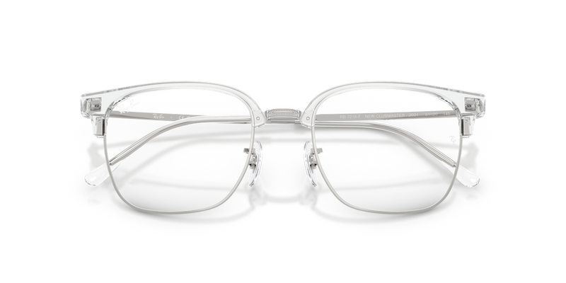 Ray-Ban NEW CLUBMASTER in Transparent On Silver / Clear (2001) - Side View