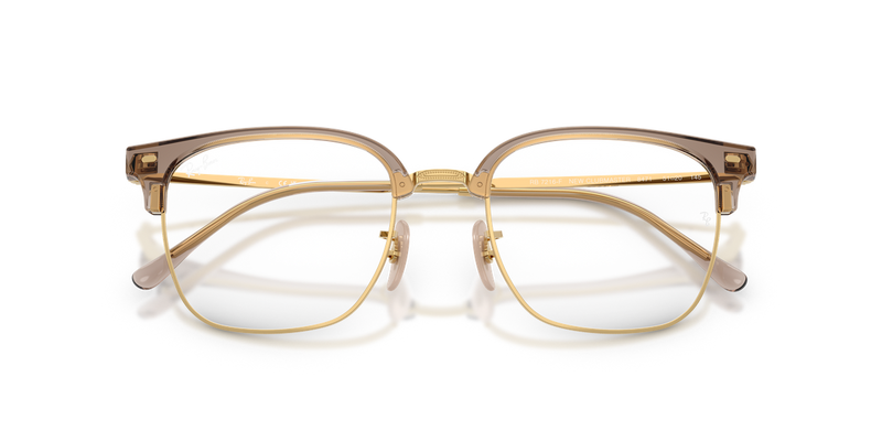 Ray-Ban NEW CLUBMASTER in Beige On Gold / Clear (8471) - Alternate View