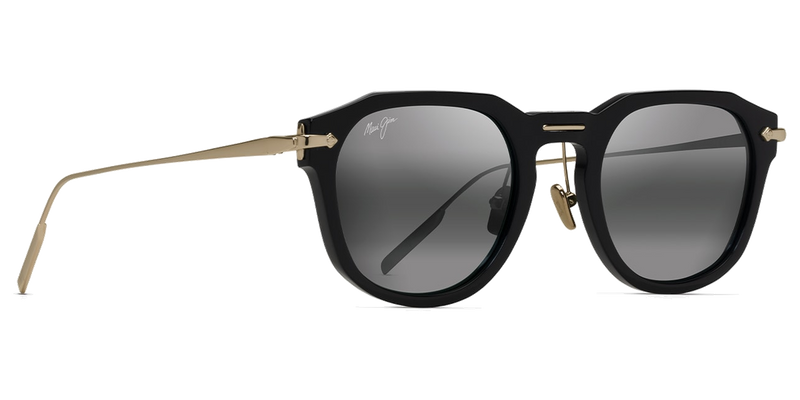 Maui Jim Alika in Black with Gold / Neutral Grey (837-02) - Side View