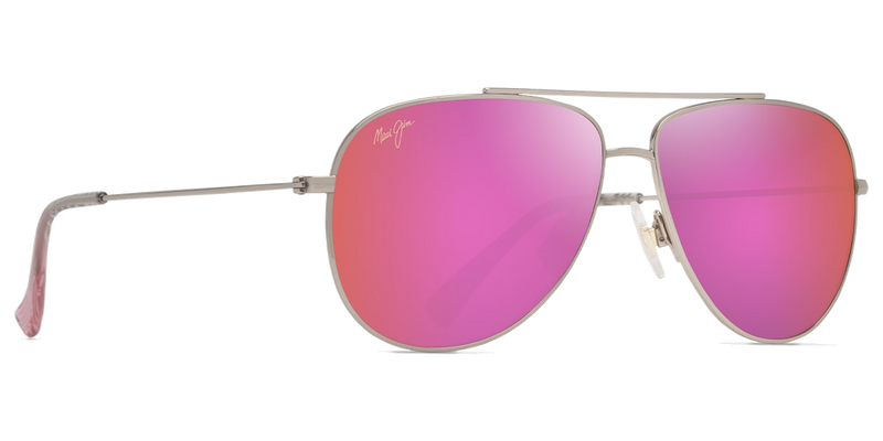 Maui Jim Hauoli XS in Shiny Lt Gold w/Sage-Fuchsia / MAUI Sunrise (P589-16A) - Temple Detail