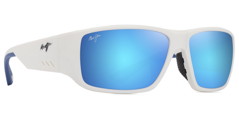 Maui Jim Keha Asian Fit in Matte White / Blue Hawaii (B664-05) - Temple Detail