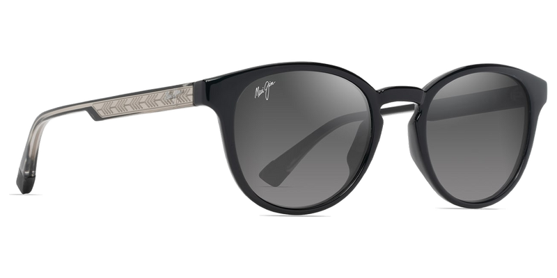Maui Jim Hiehie in Shiny Black with Trans Light Grey / Neutral Grey (GS636-14) - Side View