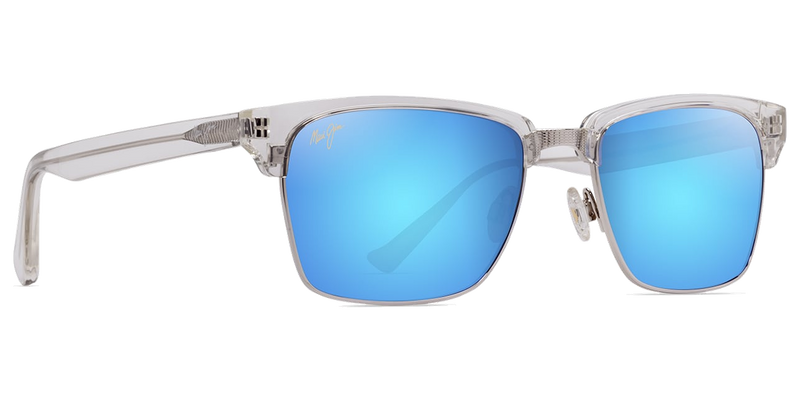 Maui Jim Kawika XL in Shiny Crystal / Blue Hawaii (B354-05) - Temple Detail