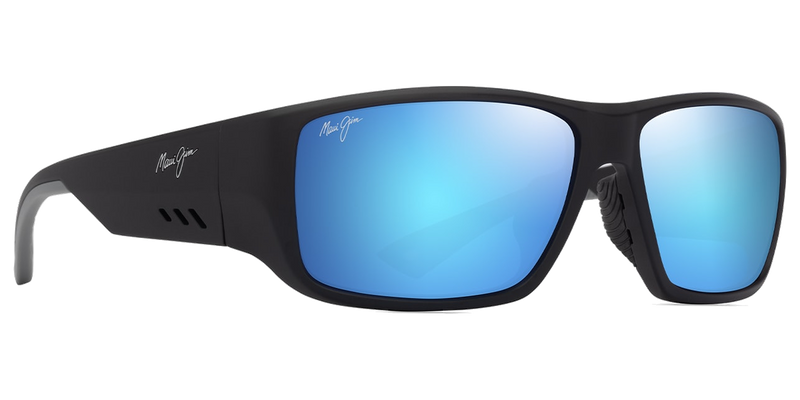 Maui Jim Keha Asian Fit in Matte Black / Blue Hawaii (B664-02) - Temple Detail