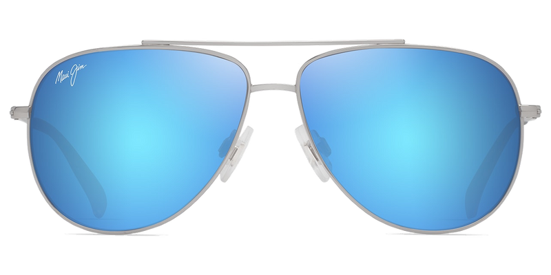 Maui Jim Hauoli XS in Shiny Silver w/Crystal / Blue Hawaii (B589-17A) - Temple Detail