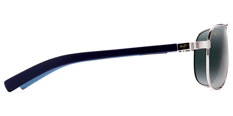 Maui Jim Guardrails in Silver with Blue and Light Blue / Neutral Grey (327-17) - Temple Detail
