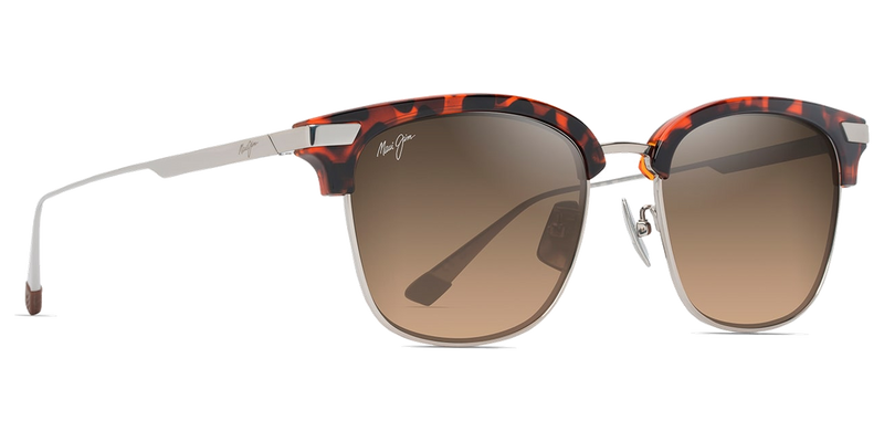 Maui Jim Kalaunu Asian Fit in Shiny Red Havana with Silver / HCL® Bronze (HS629-10) - Temple Detail