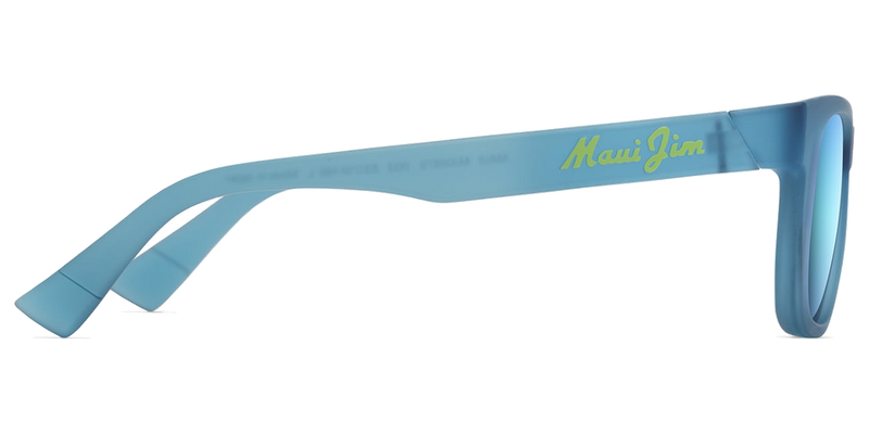 Maui Jim Kaulike in Matte Transparent Blue / Blue Hawaii (B687-03) - Temple Detail