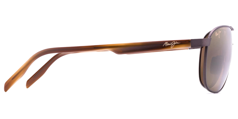 Maui Jim Castles in Matte Chocolate / HCL® Bronze (H728-01M) - Temple Detail