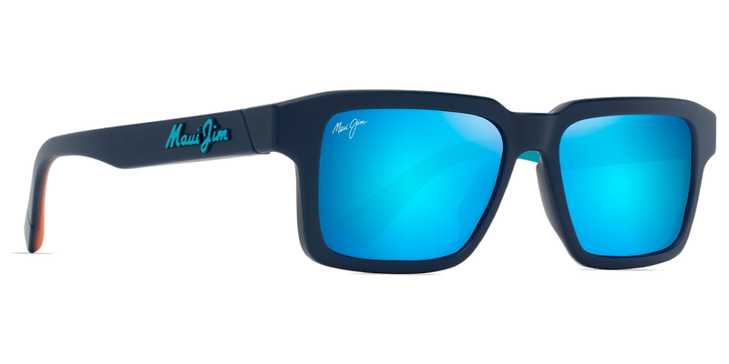 Maui Jim Kahiko in Matte Dark Blue / Blue Hawaii (B635-03) - Temple Detail