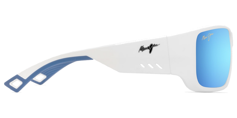 Maui Jim Keha in Matte White / Blue Hawaii (B663-05) - Temple Detail