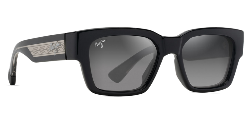 Maui Jim Kenui in Shiny Black with Trans Light Grey / Neutral Grey (GS642-14) - Side View