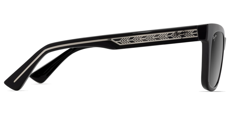 Maui Jim Hiwahiwa in Shiny Black with Trans Light Grey / Neutral Grey (GS689-02) - Temple Detail