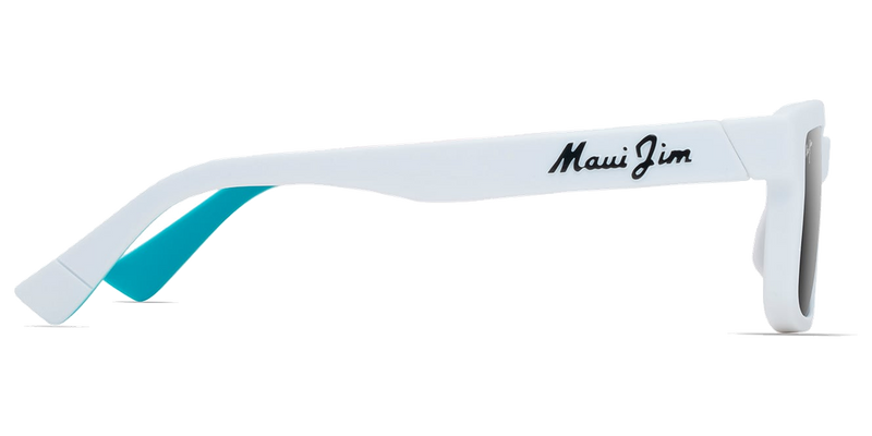 Maui Jim Hiapo Asian Fit in Matte White / Neutral Grey (655-05) - Temple Detail