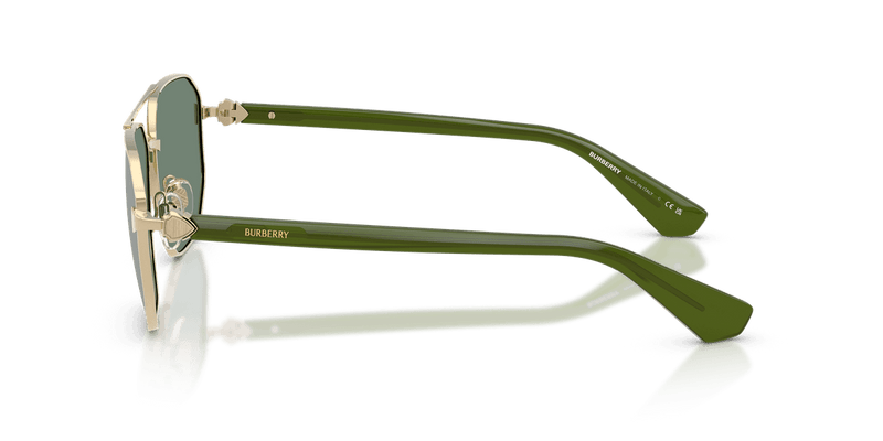 Burberry BE3166 in Light Gold / Petrol Green Mirror Silver (110982) - Temple Detail