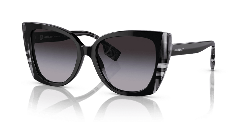 Burberry MERYL BE4393 in Black/Check White Black / Grey Gradient (40518G) - Front View