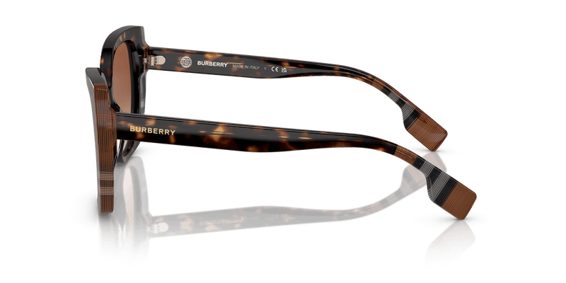 Burberry MERYL BE4393 in Dark Havana/Check Brown / Brown Gradient (405313) - Temple Detail