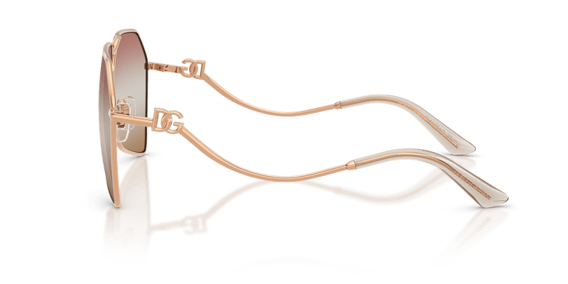 Dolce & Gabbana DG2326 in Rose Gold / Pink Gradient Brown Mirror (1298EL) - Temple Detail