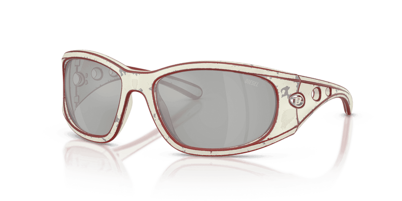 Diesel DL3012U in White/Red / Mirror Silver (20108V) - Alternate View