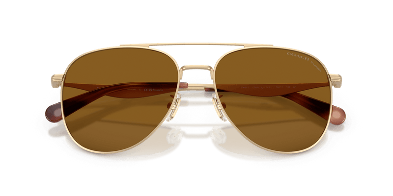 Coach CDP40 HC7190 in Satin Light Gold / Brown Solid Polarized (900583) - Alternate View