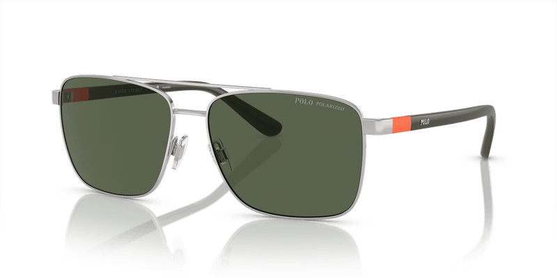 Polo Ralph Lauren PH3137 in Shiny Silver / Polarized Dark Green - Alternate View