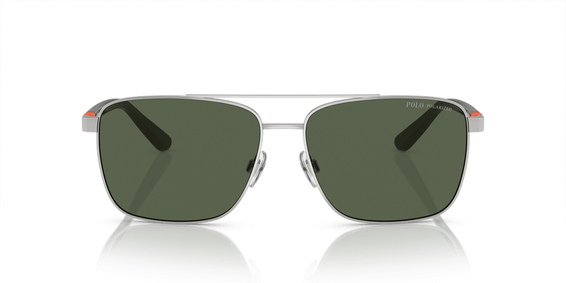 Polo Ralph Lauren PH3137 in Shiny Silver / Polarized Dark Green - Alternate View