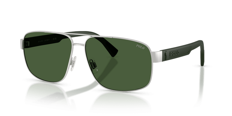Polo Ralph Lauren PH3165 in Semishiny Silver / Dark Green (931671) - Front View
