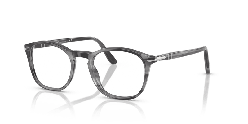 Persol PO3007V in Striped Grey / Clear - Temple Detail
