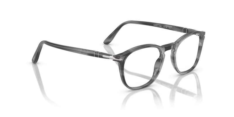 Persol PO3007V in Striped Grey / Clear - Temple Detail