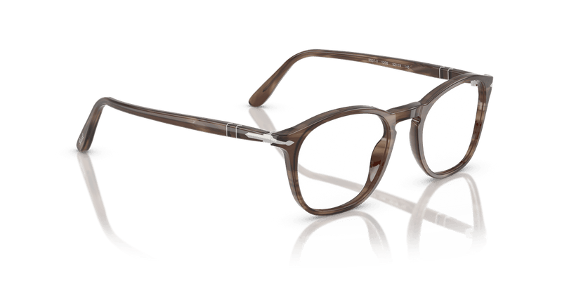 Persol PO3007V in Striped Brown / Clear - Temple Detail