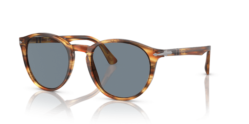 Persol PO3152S in Brown Striped Yellow / Blue - Temple Detail
