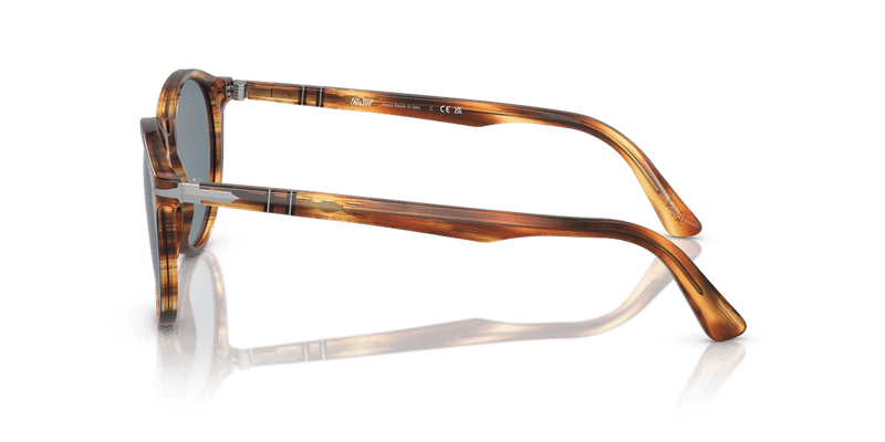 Persol PO3152S in Brown Striped Yellow / Blue - Temple Detail