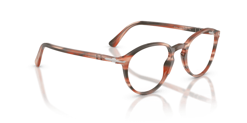 Persol PO3218V in Striped Red & Green / Clear - Temple Detail