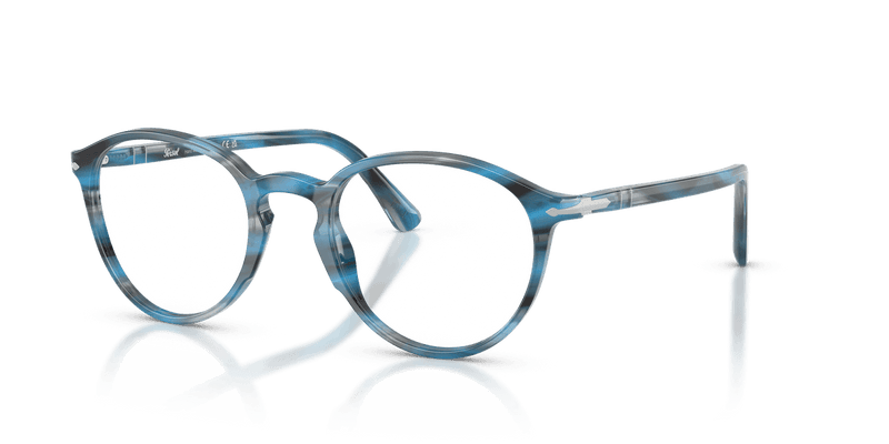 Persol PO3218V in Striped Blue And Grey / Clear - Alternate View