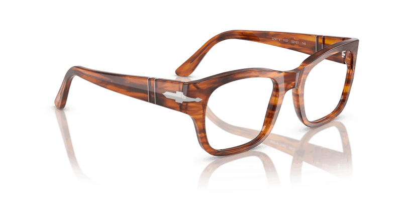 Persol PO3297V in Striped Brown / Clear (1157) - Back View