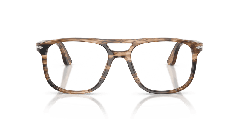 Persol GRETA PO3329V in Striped Black & Greish Brown / Clear (1236) - Side View