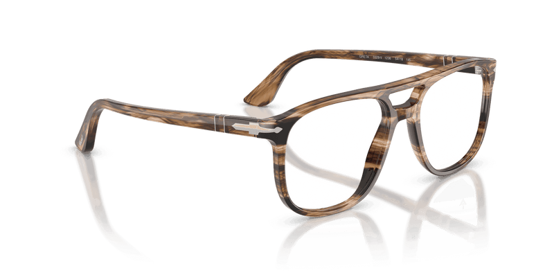 Persol GRETA PO3329V in Striped Black & Greish Brown / Clear (1236) - Back View