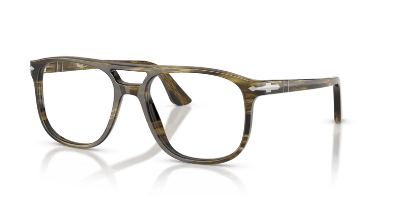 Persol GRETA PO3329V in Striped Black & Olive Green / Clear (1237) - Alternate View