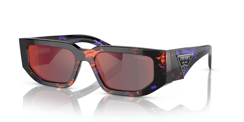 Prada PR 09ZS in Abstract Orange / Dark Grey Mirror Blue/Red (06V40E) - Alternate View
