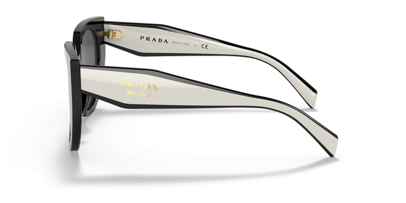Prada PR 14WS in Black/Talc / Dark Grey (09Q5S0) - Temple Detail