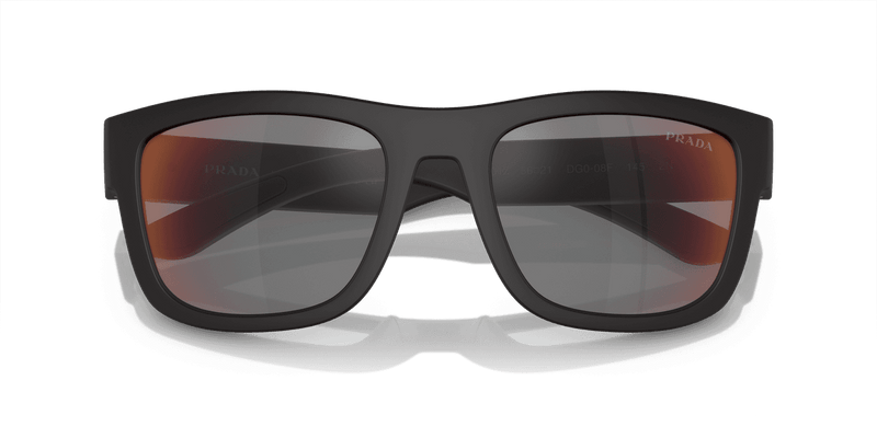 Prada Linea Rossa PS 01ZS in Black Rubber / Dark Grey Mirror Blue/Red (DG008F) - Front View