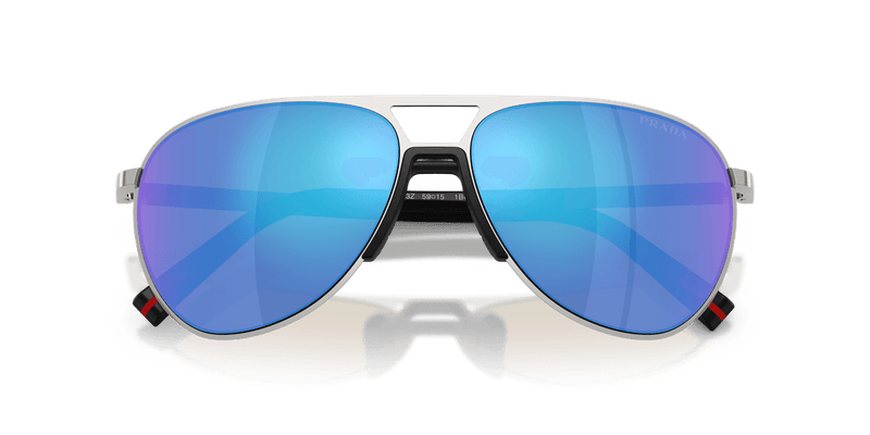 Prada Linea Rossa PS 53ZS in Silver / Light Green Mirror Blue (1BC08R) - Side View