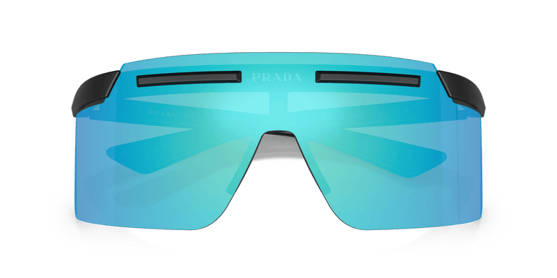 Prada Linea Rossa PS B06S in Matte Black / Light Green Mirror Blue (1BO08R) - Side View