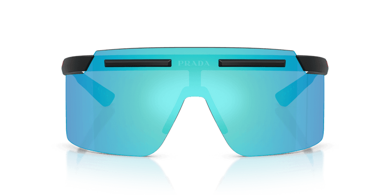 Prada Linea Rossa PS B06S in Matte Black / Light Green Mirror Blue (1BO08R) - Back View