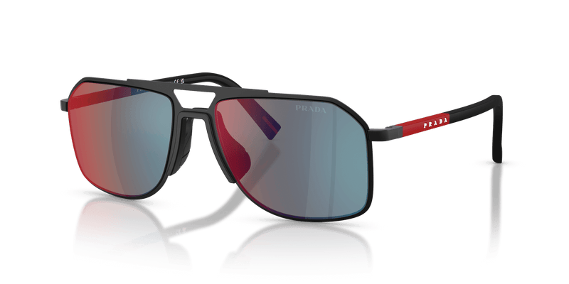 Prada Linea Rossa PS B51S in Matte Black / Dark Grey Mirror Blue/Red (1BO08F) - Alternate View