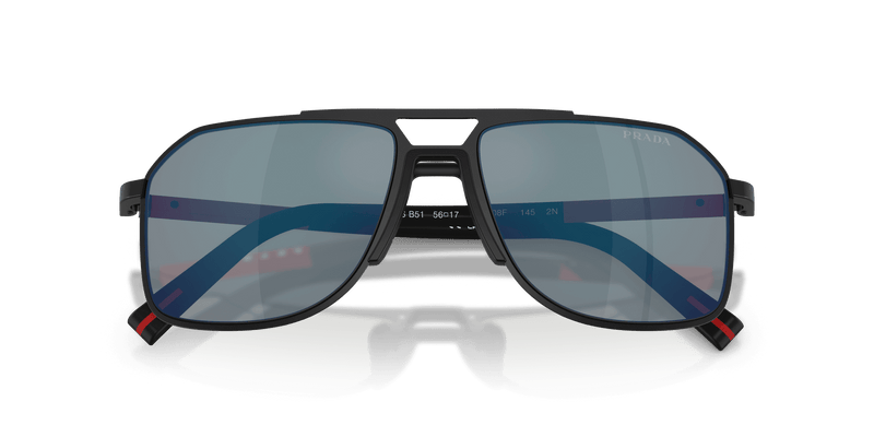 Prada Linea Rossa PS B51S in Matte Black / Dark Grey Mirror Blue/Red (1BO08F) - Alternate View